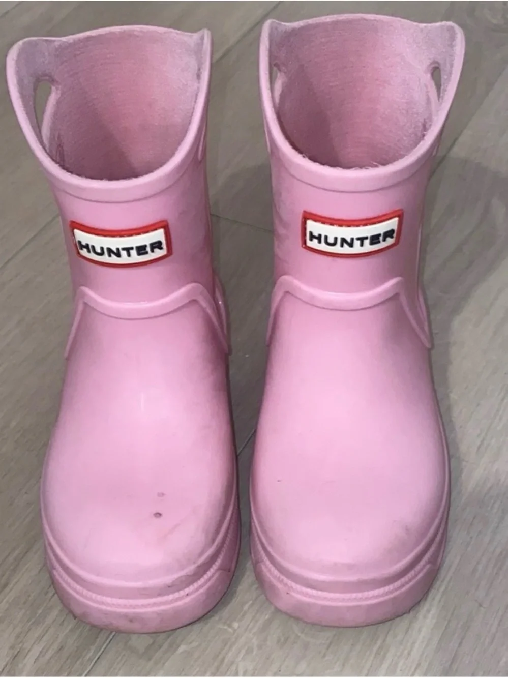 Pink hunter boots